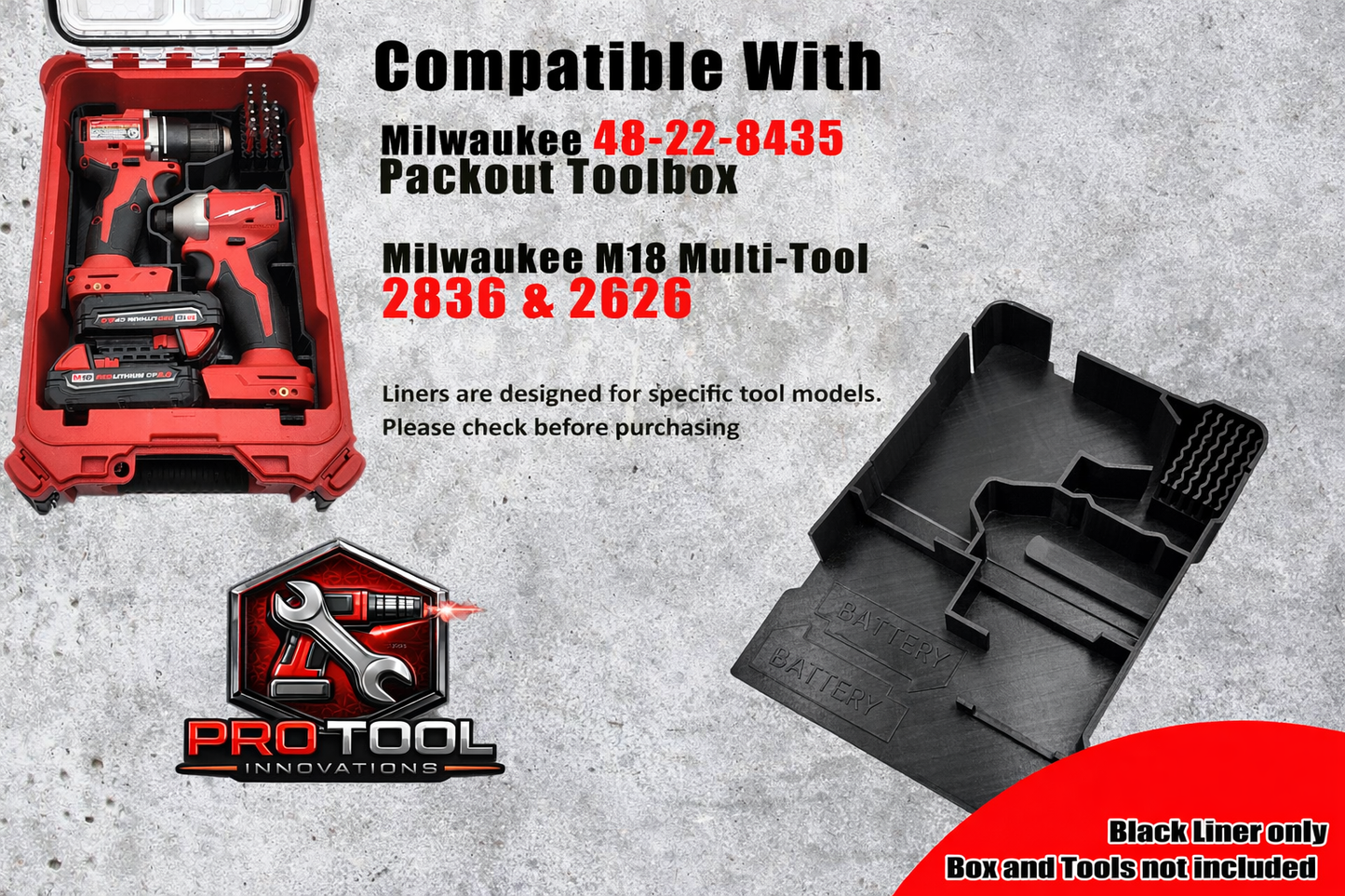 Pro Tool Innovations - M18 Drill/Driver Packout Liner – Compact Organizer Insert