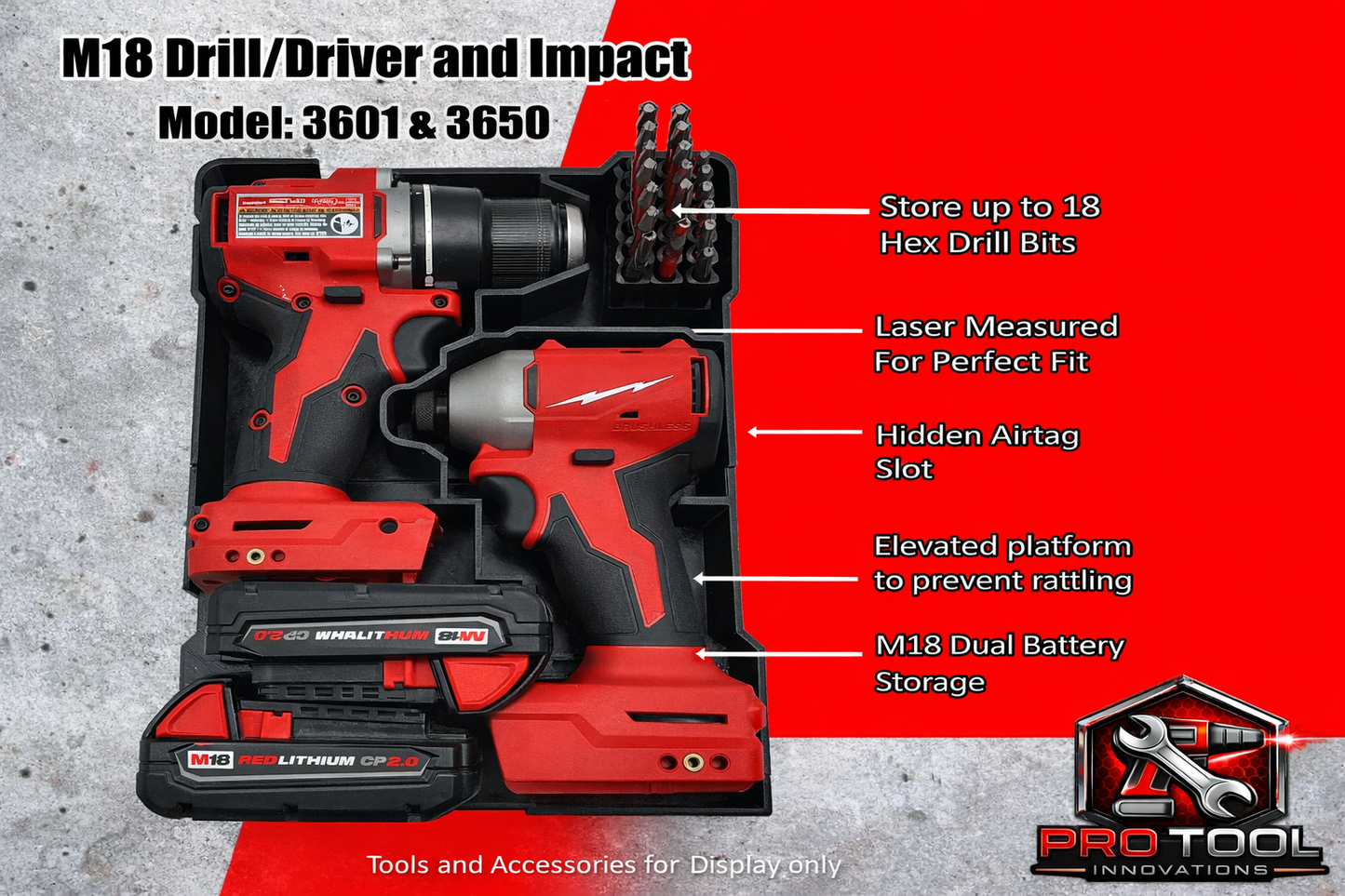 Pro Tool Innovations - M18 Drill/Driver Packout Liner – Compact Organizer Insert