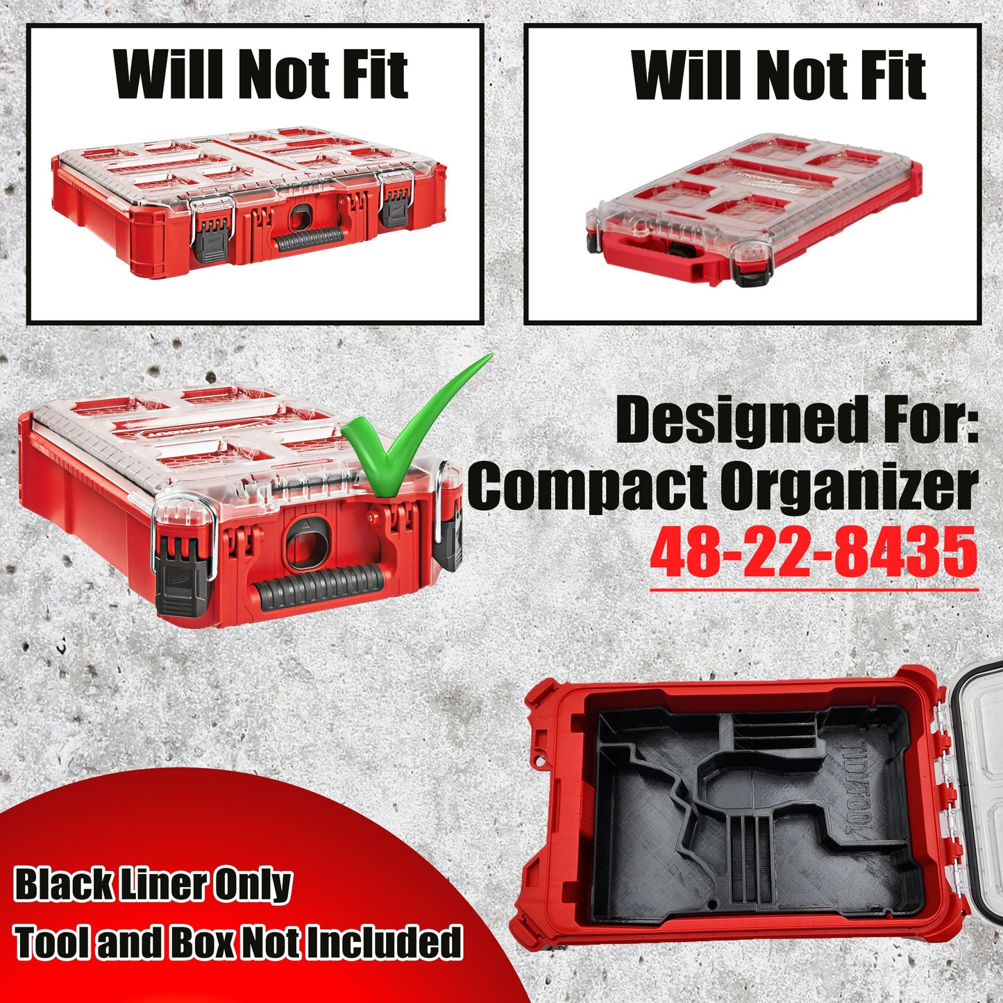 Pro Tool Innovations - M12 FUEL 3" Cut Off Tool Liner, Compact Packout Organizer Insert