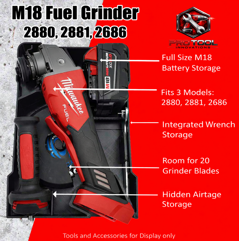 Pro Tool Innovations - M18 FUEL Cut-Off Grinder Packout Organizer: Compact Tool Liner (2880-20) - Version 2