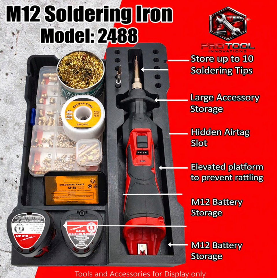 Pro Tool Innovations - M12 Soldering Iron Liner for Milwaukee Compact Organizer - Version 2