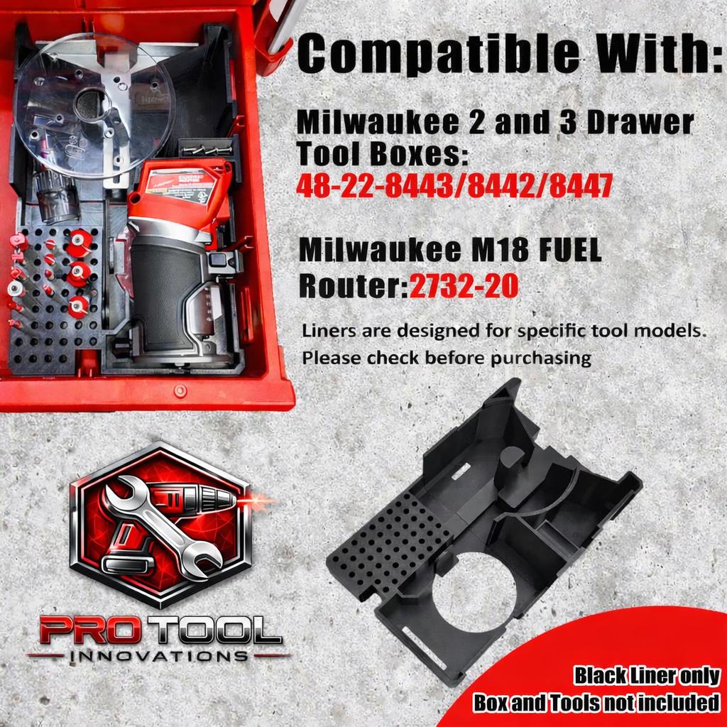 Pro Tool Innovations - M18 FUEL Router Packout Drawer Liner, Tool Box Organizer