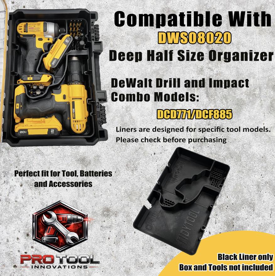 Pro Tool Innovation - 20V Max Drill Set Organizer Tray Insert, Deep Compact Organizer