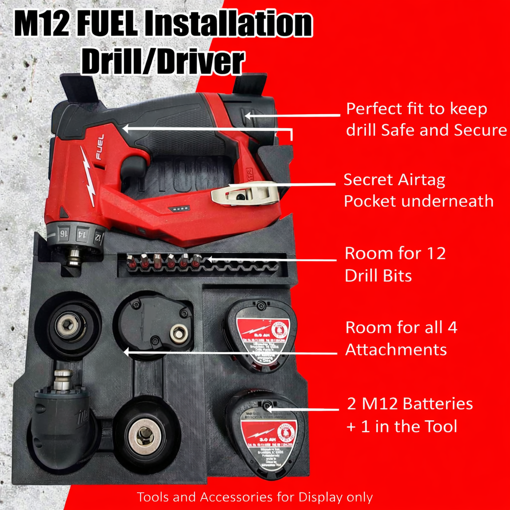 Pro Tool Innovations - M12 Installation Drill Liner for Milwaukee Compact Organizer - Version 3