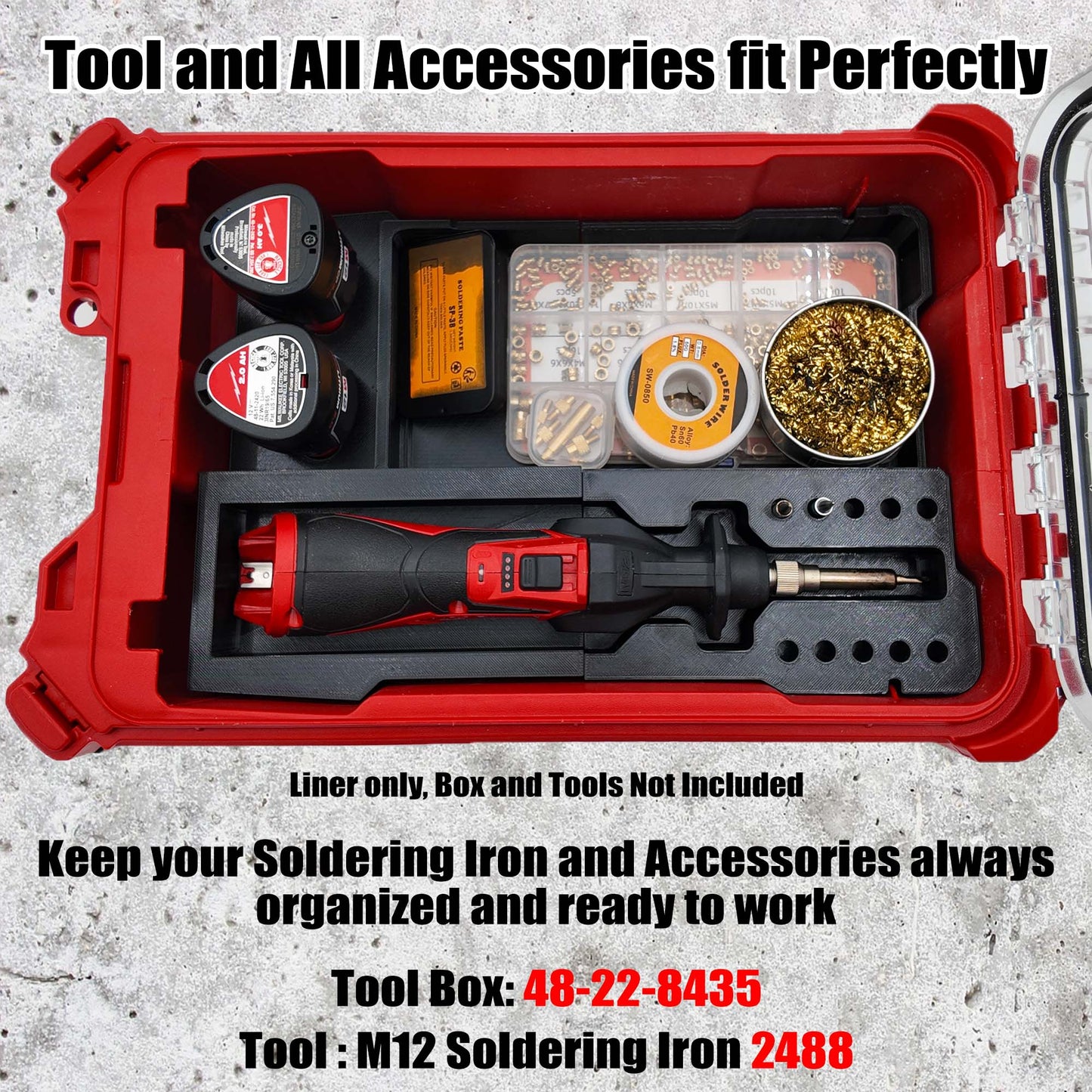 Pro Tool Innovations - M12 Soldering Iron Liner for Milwaukee Compact Organizer - Version 2